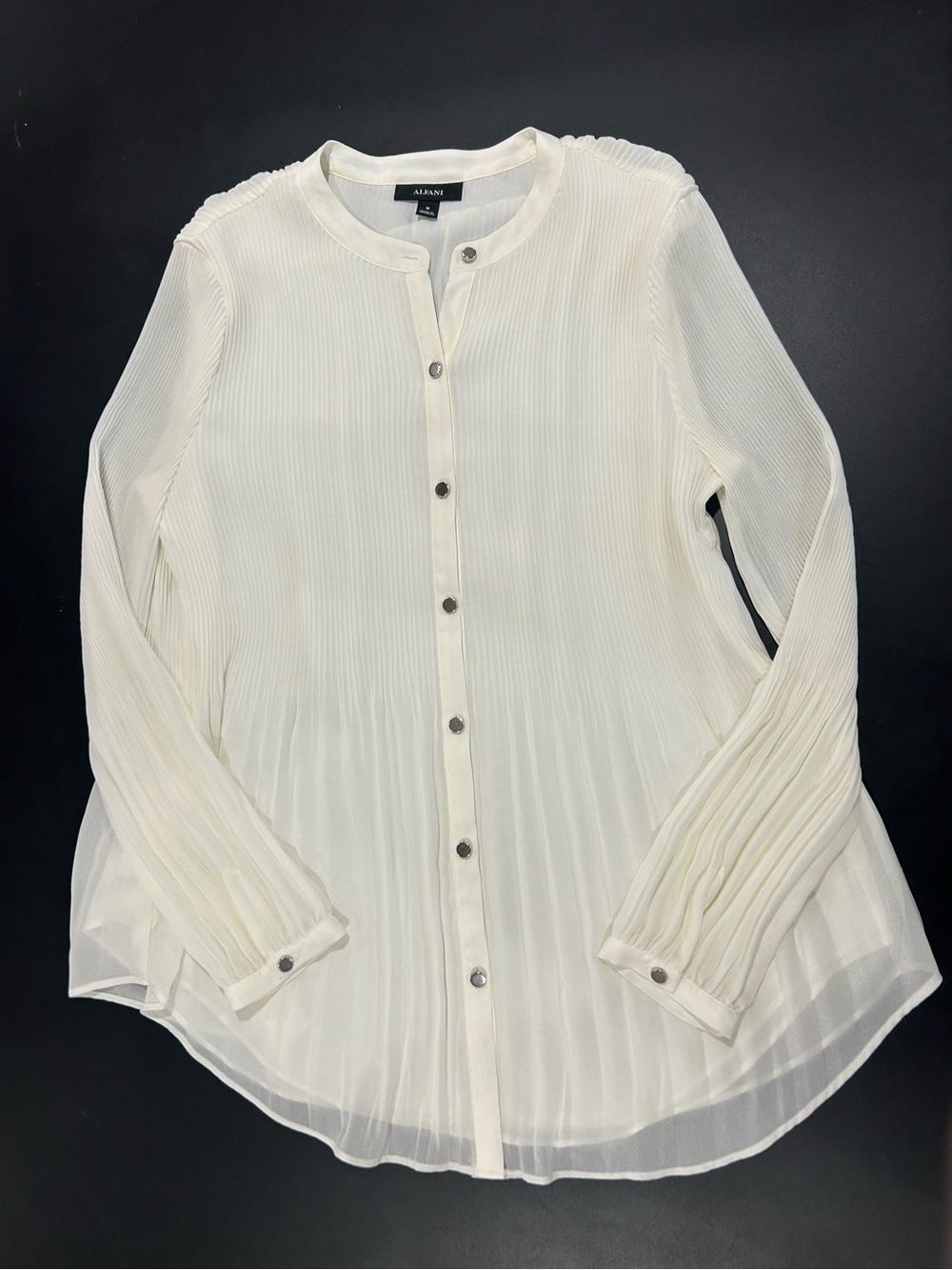 Alfani Cream Button Down Pleated Shirt